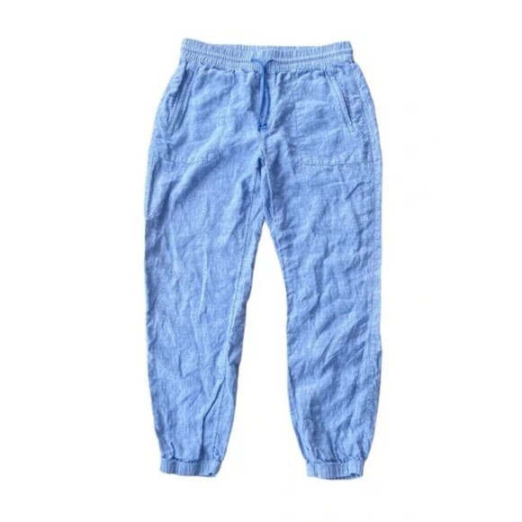 New Athleta Retreat 100% Linen Joggers Pants Chambray Blue Size 18 Travel NWT - Picture 6 of 11